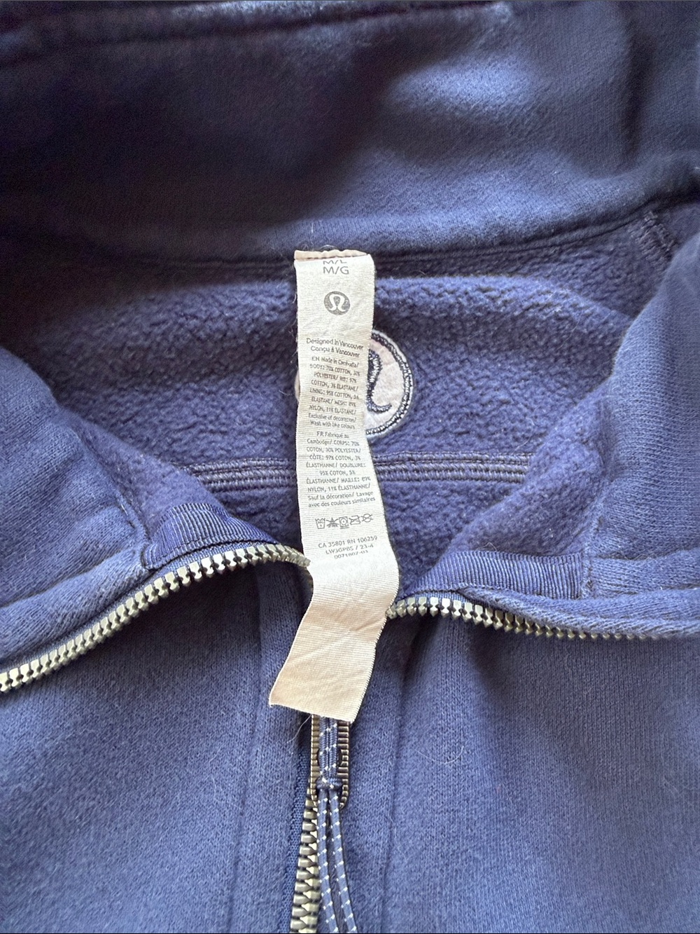 Lululemon Scuba Oversized Funnel-Neck Full-Zip Long Night Sea Dark Blue M/L - Picture 2 of 5